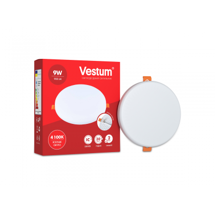 Круглий світлодіодний врізний світильник "без рамки" Vestum 9W 4100K 1-VS-5504