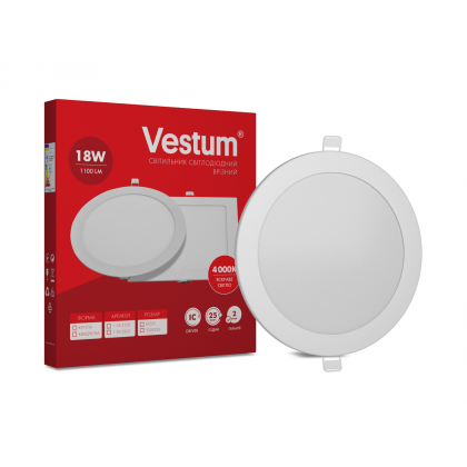 Круглий світлодіодний врізний світильник Vestum 18W 4000K 220V 1-VS-5105