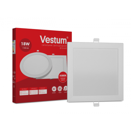 Квадратний світлодіодний врізний світильник Vestum 18W 4000K 220V 1-VS-5205
