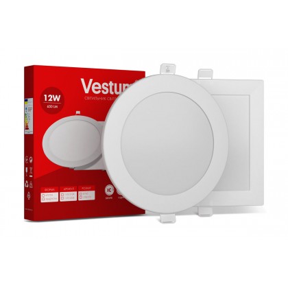 Круглий світлодіодний врізний світильник Vestum 12W 6000K 220V 1-VS-5109
